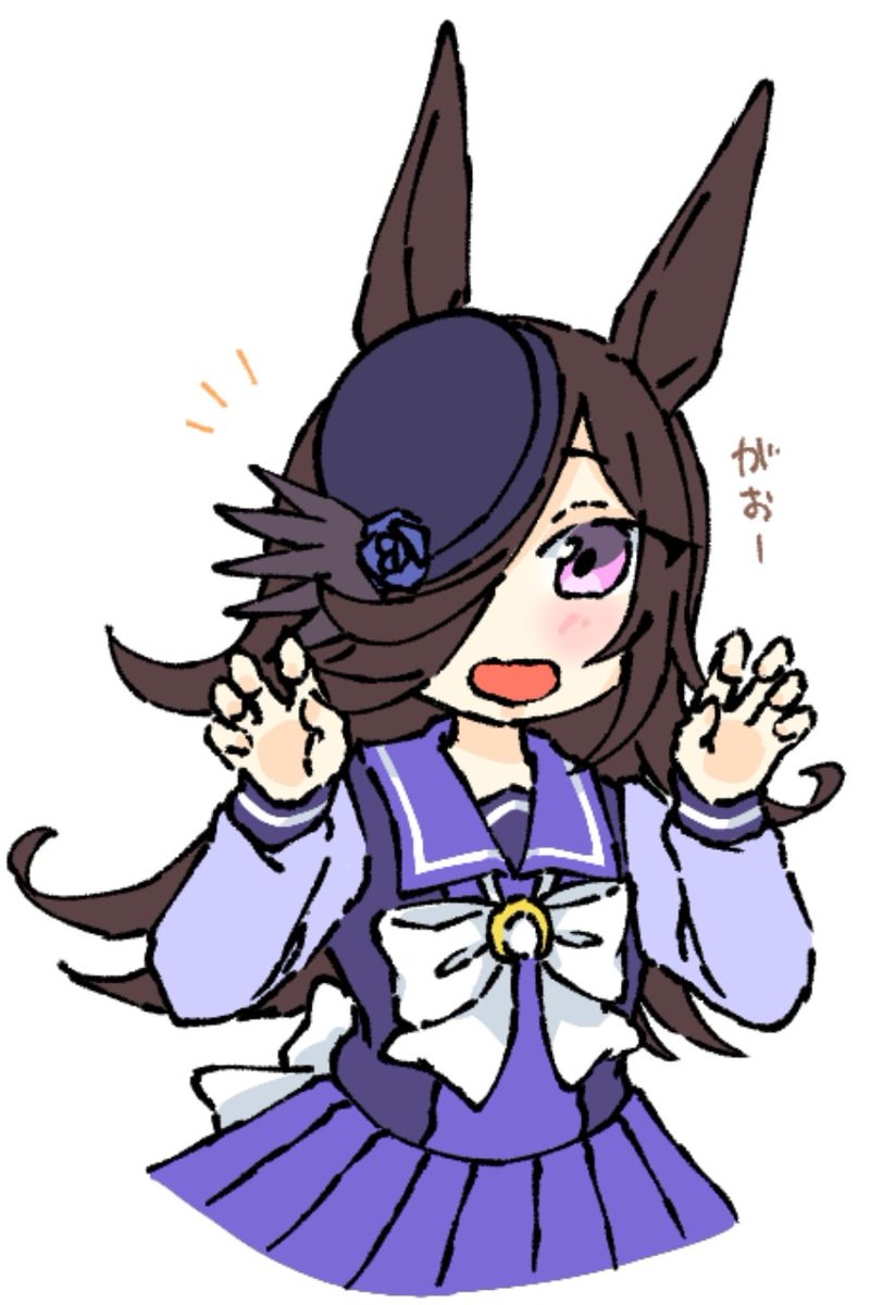 rice shower (umamusume) 1girl solo animal ears horse ears long hair hair over one eye tracen school uniform  illustration images