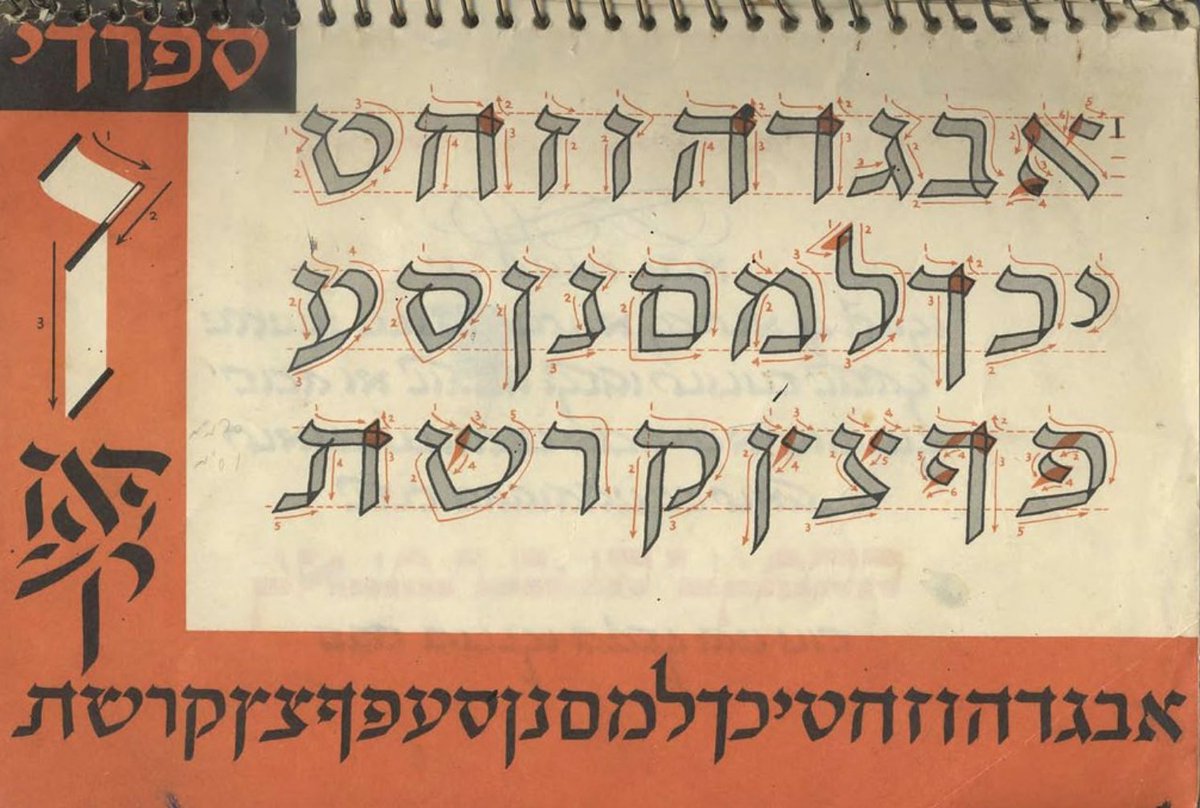 page of hebrew letterforms from L.F. Toby's 'The Art of Hebrew Lettering' (Tel Aviv, 1960)