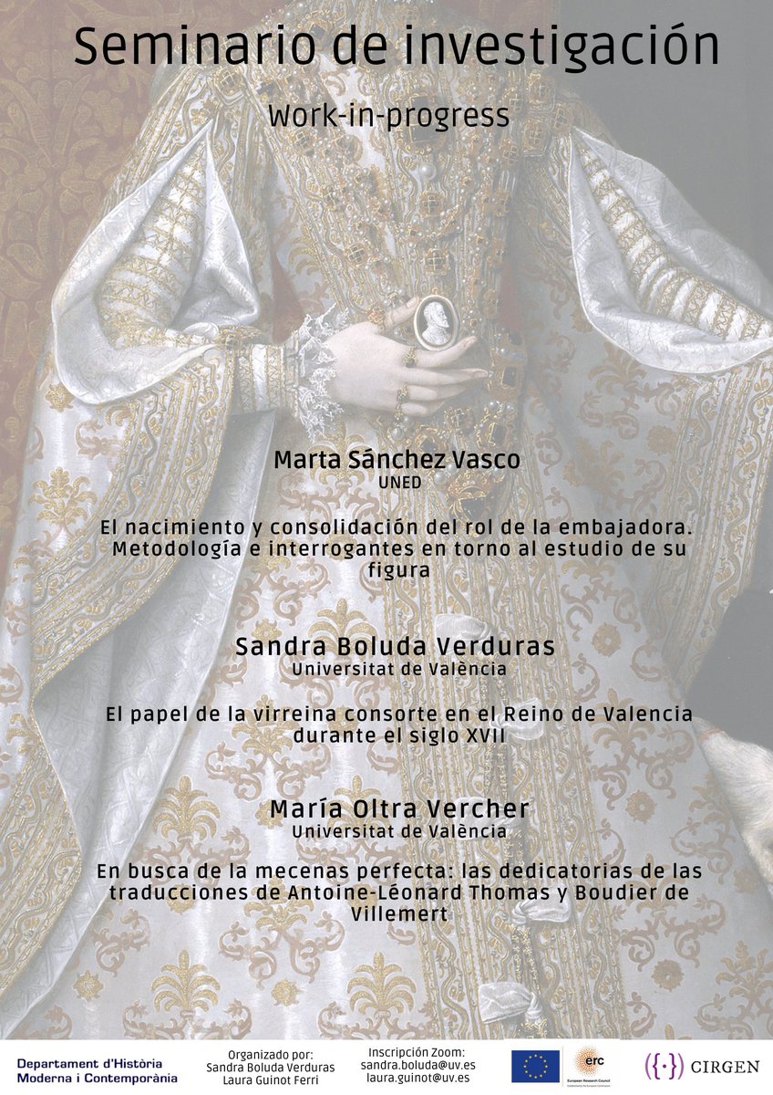CIRGEN1's tweet photo. 📢El próximo 8 de junio celebramos el seminario "Género y Poder: mecenazgo, diplomacia y redes culturales", organizado por Laura Guinot y Sandra Boluda @Res_historica ¡No os lo perdáis! @maoltra30 @artypens_uned @Adesvergonzadas @HistoriaMod @FacGeoiH @ProyectoPyRep https://t.co/2edvnXJCr1