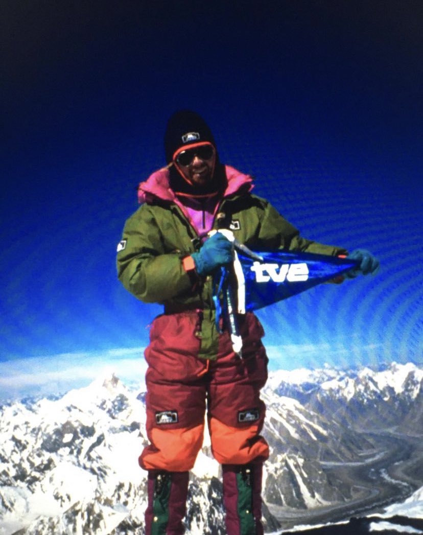 "A hero for me is the one who cured my mother's cancer, not me. I am a professional tourist as some would say."

In memoriam Iñaki Ochoa de Olza, who lost his life on Annapurna, 
15 years ago.

Iñaki on the summit of Gasherbrum II
📷 Jose Carlos Tamayo via Sebastisn Alvaro