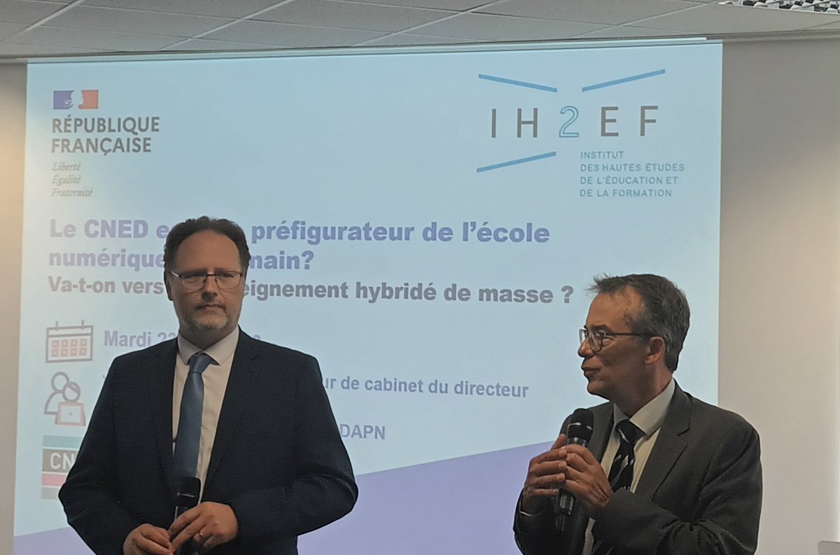 nicdurupt's tweet image. #session9 #CycleIH2EF 
2ème opérateur national: @cned de l'expertise de l'enseignement à distance à  une #hybridation numérique de masse? Vers une académie numérique ?
@j_villot @ih2ef