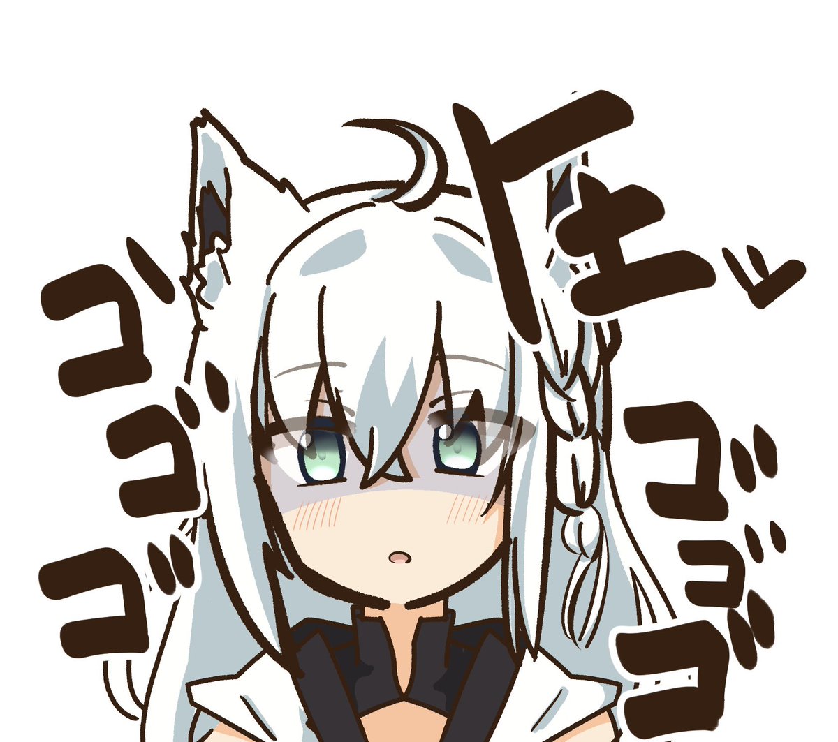 shirakami fubuki 1girl solo animal ears hair between eyes white hair white background fox ears  illustration images