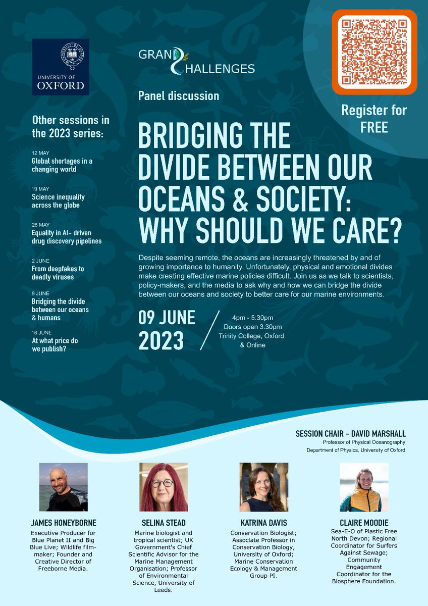 Please join us June 9th online or in person for this excellent, free(!) panel discussion on the relationship between our oceans &amp; society. Details here 🪸🦭🦑🌊👉🏼 eventbrite.com/e/631388609327