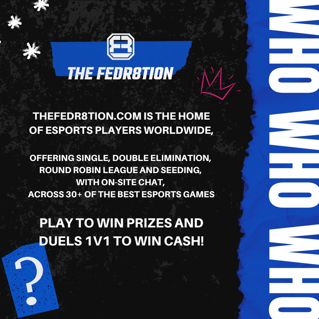 thefedr8tion's tweet photo. 35 games for tournaments &amp; leagues, creation or play
25 games 1v1 wagered Duels - winner takes all
Latest articles on best tips, tactics and games news
Sponsorship of esports events inside &amp; outside UK
Free esports creation management platform.
https://t.co/rw55IeYQFV 
Global https://t.co/i0Ighbsnq0