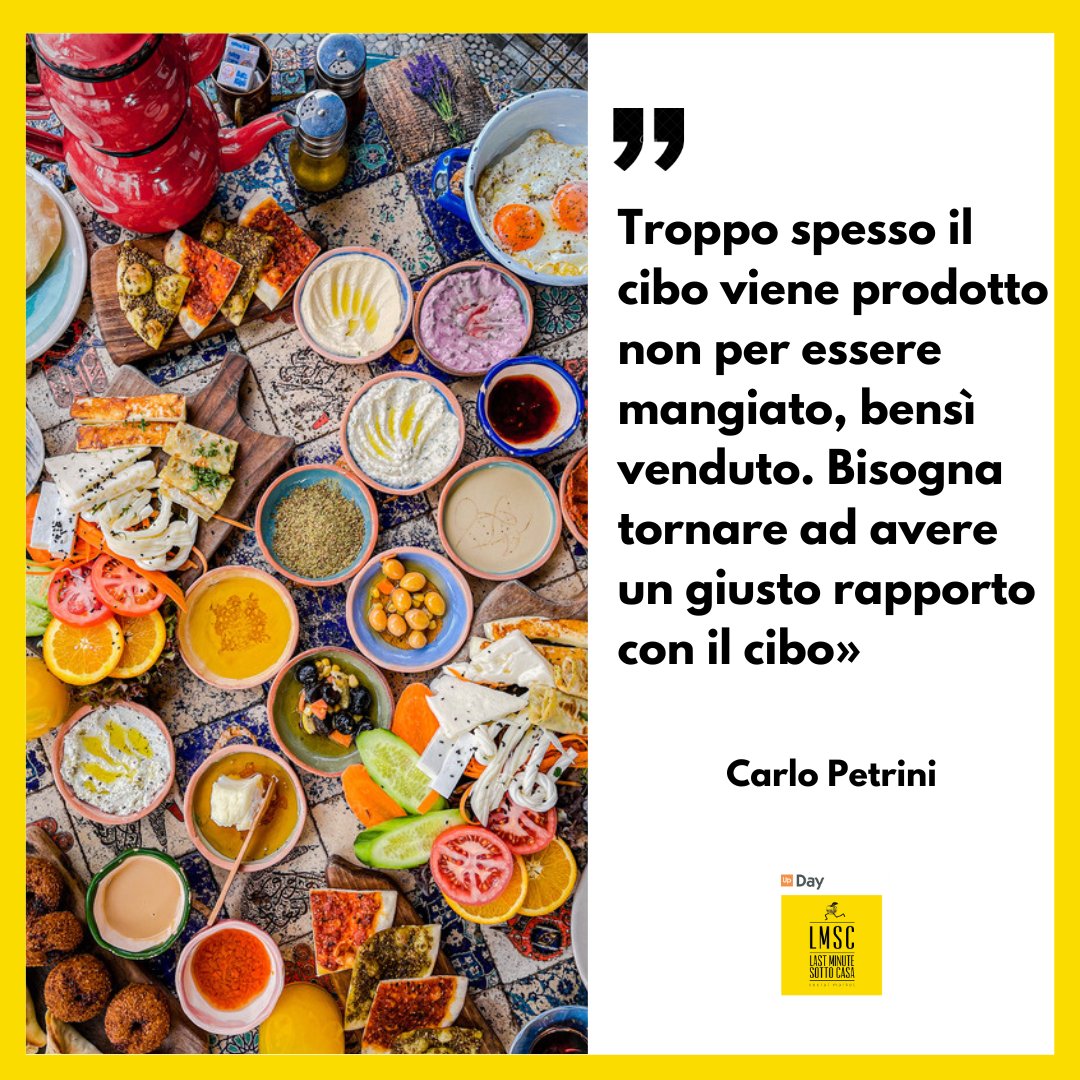 Iniziamo la settimana con questa citazione di Carlo Petrini che fa molto riflettere su come consumiamo il nostro cibo! #sprecoalimentare