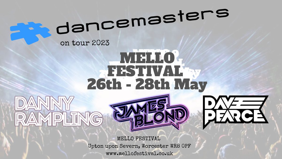 djjamesblond's tweet image. This weekend catch me @MelloFestival taking @DancemasterDj on tour with the legendary @dj_davepearce #dannyrampling !!! #festivals2023 #festival