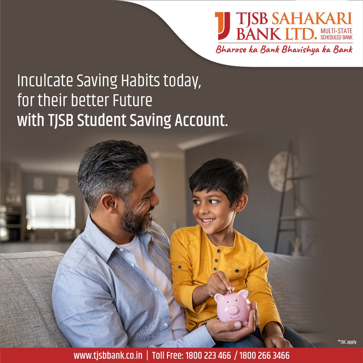tjsbonline's tweet photo. Make your child aware of the importance of saving from an early age for a better financial future.

Apply for a TJSB Student Savings Account by clicking on this link: https://t.co/yrog5eZ6uR

#studentsavingaccount #studentaccount #savingaccount #tjsbbank #tjsb https://t.co/7wZUdPeKmL