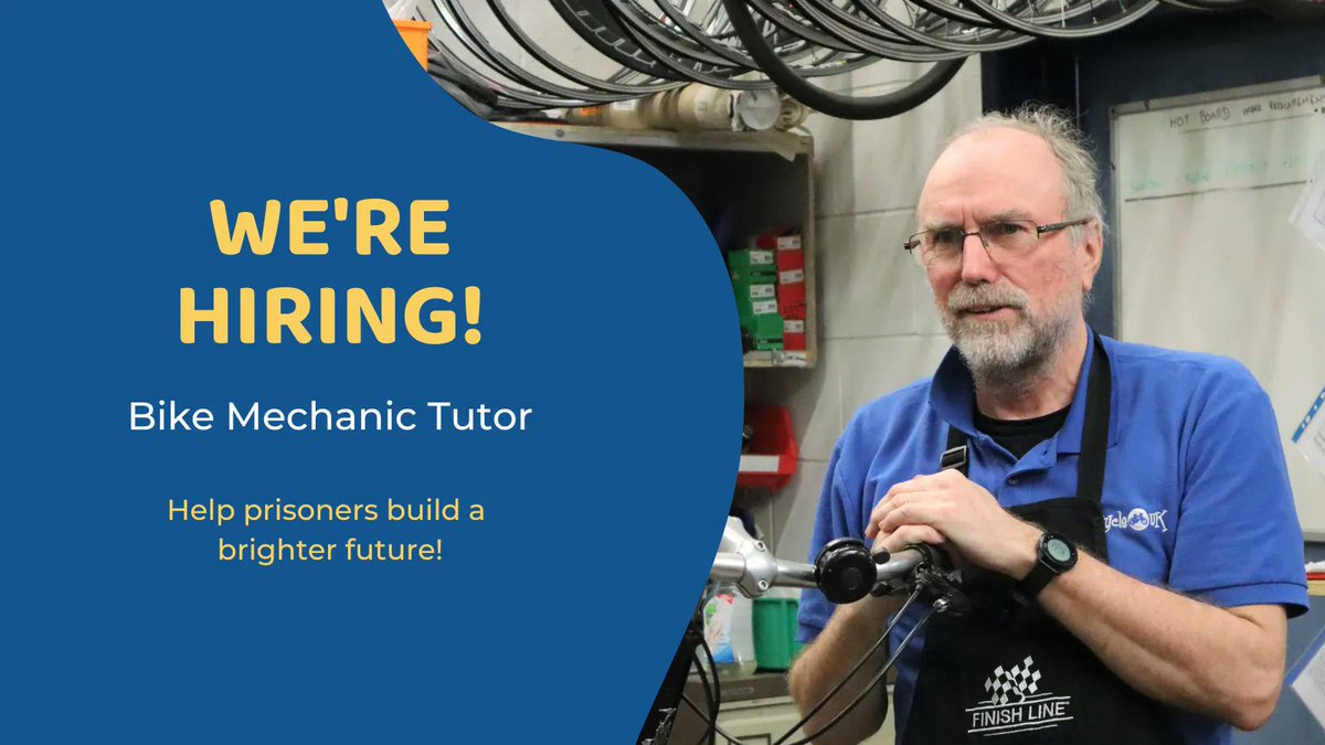 We’re recruiting in Leicester! Our award-winning "Bike Back" project is expanding to HMP Fosse Way. Join our team and help transform prisoners' lives through professional bike refurbishment! 🌟 Apply now: bit.ly/4328ZVR