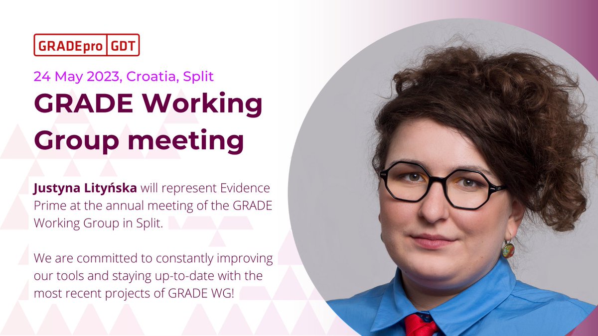 GRADEproGDT's tweet photo. ✈️@JustLityna, Product Manager at #GRADEpro, will represent @evidence_prime at the annual meeting of the #GRADEWG in Split.

💡We aim to be up to date with the latest ideas and to contribute to the brainstorming to develop the best-fitting features in GRADEpro.

See you there! 🙂 https://t.co/SHEp278hlA
