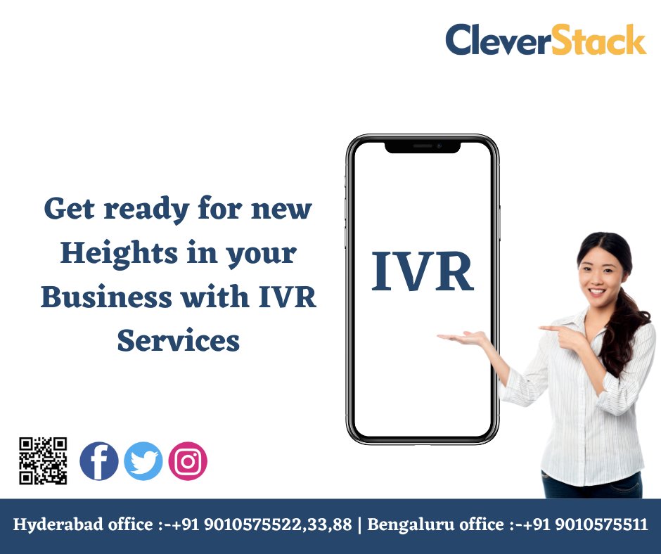 clever_stack's tweet image. Get ready for new Heights in your Business with IVR Services
cleverstack.in
Hyderabad office :-+91 9010575522,33,88 | Bengaluru office :-+91 9010575511
#cleverstack #technodreams #BestCloudTelephonyServiceProviderinIndia #cloudtelephonyservice #cloudcallcenter