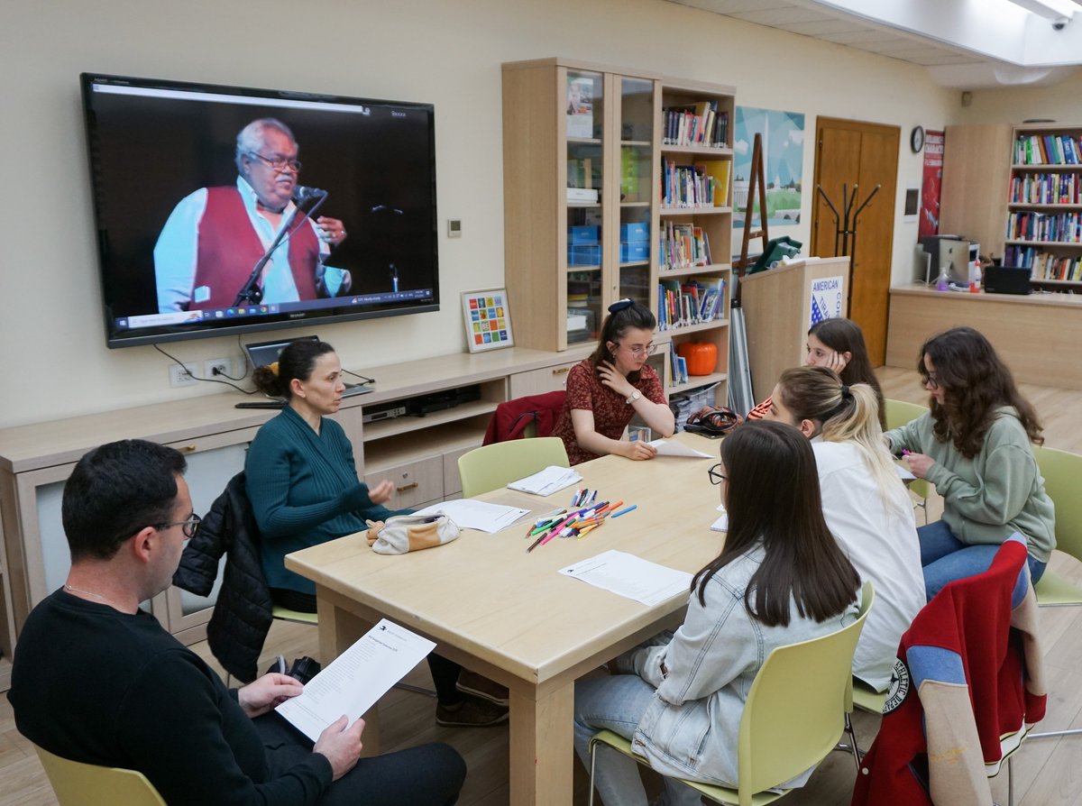 actirana's tweet image. In our American Corner Tirana American Modern Poetry (ModPo) Series, we&apos;re diving deep into thought-provoking poems, and this week we explored &quot;Not Tonight but Tomorrow&quot; by Puerto Rican-American poet Miguel Algarín.