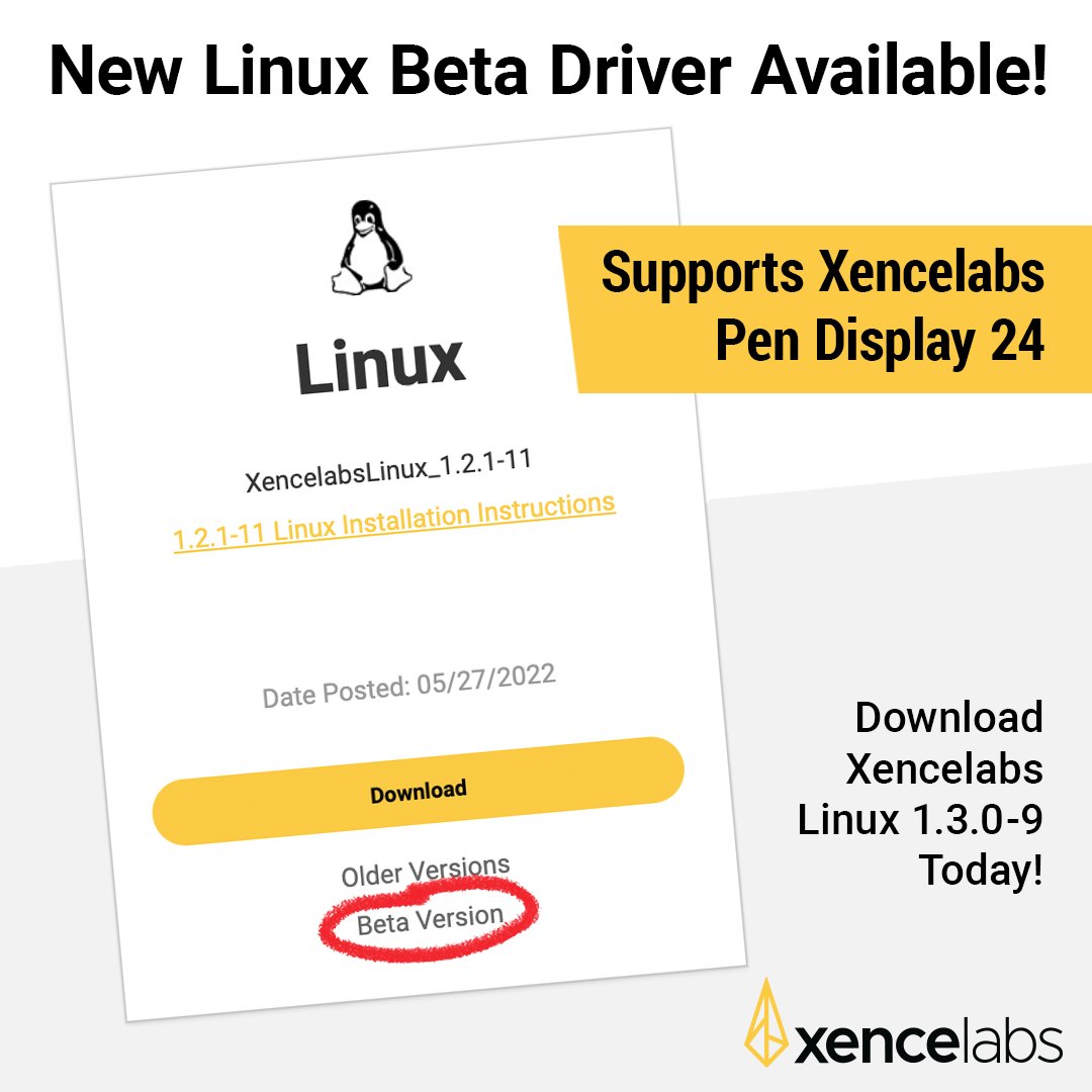 Xencelabs's tweet image. New @Xencelabs Beta Driver available for Linux users!

Beta Driver Linux 1.3.0-9 supports the new Xencelabs Pen Display 24.

Please download the driver at xencelabs.com/support/downlo…

#xencelabs #betatesters #driverdownload #createwithxencelabs #createwhatyoudream #pendisplay #linux