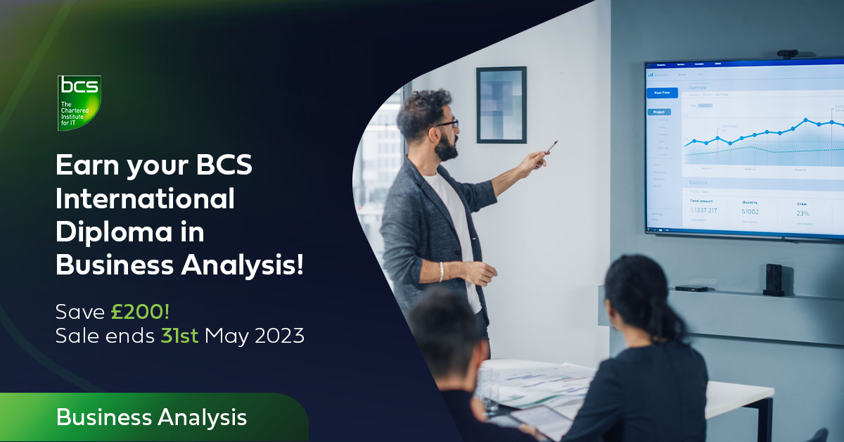 Save £200 on the BCS International Diploma in #BusinessAnalysis . Many more great savings to be had in our May sale. Hurry, offers end 31st May. Affordable monthly payment plans available to help you get the career you want. Find out more today. #Upskill pulse.ly/rro5q4tewr