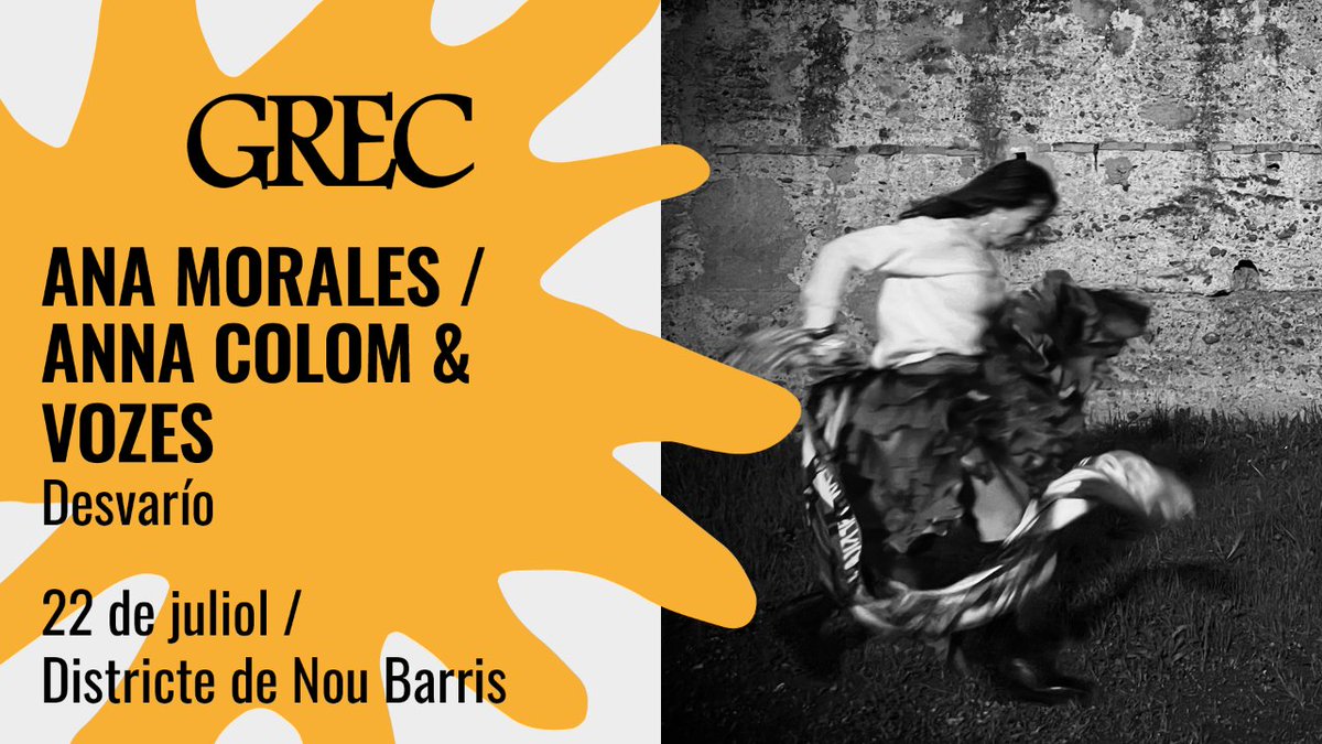 <a href="/Bcn_NouBarris/">Districte de Nou Barris</a> <a href="/RLaTremendita/">Rosario LaTremendita</a> 💃🏻 L'artista catalana <a href="/AnaMoralesDanza/">Ana Morales</a>, tota una referència del ball flamenc actual, és la protagonista de la darrera jornada de 'Desvario'. Abans gaudirem d'un concert d'Anna Colom i l'orquestra de Vozes.

📆 22 de juliol

mtr.cool/jedynngbpr