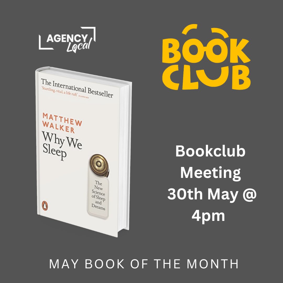 REMINDER!! 🔔BookClub is back next Tuesday. With our focus for May concentrating on wellness & lifestyle, this months book is Why We Sleep by Matthew Walker 📚 Event: Tuesday 30th May at 4pm (last Tuesday of the month)