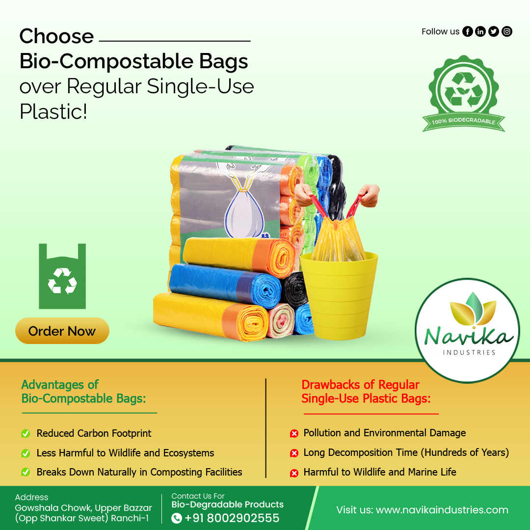 navikaindustry's tweet photo. 🌱 Let's Opt for Bio-Compostable Bags and Say No to Harmful Single-Use Plastics! 🌍🛍️ #BioCompostableBags #SustainableLiving #PlasticFree #EnvironmentallyFriendly #GoGreen
Visit: https://t.co/fZPJDIXRRH
Call on: 8002902555
#gogreen #biodegradablebags #compostablebags #garbagebags https://t.co/NrWaMpmsKP