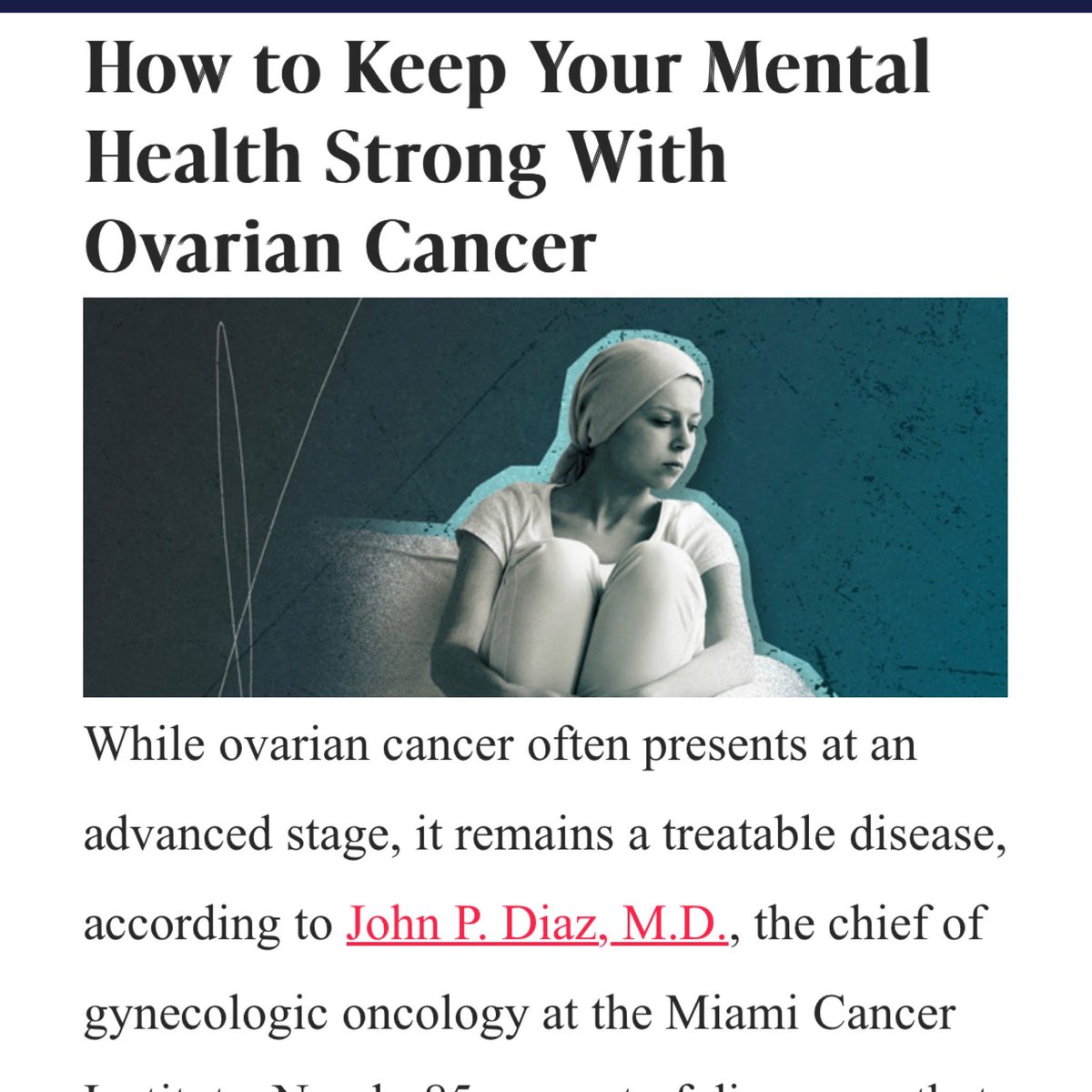May is Mental Health Awareness Month. Receiving a cancer diagnosis is stressful for anyone. For women with #ovariancancer , their mental health can face major disruptions. Read @getmegiddy or visit a mental health specialist @baptisthealthcancercare #MentalHealthAwareness #cancer