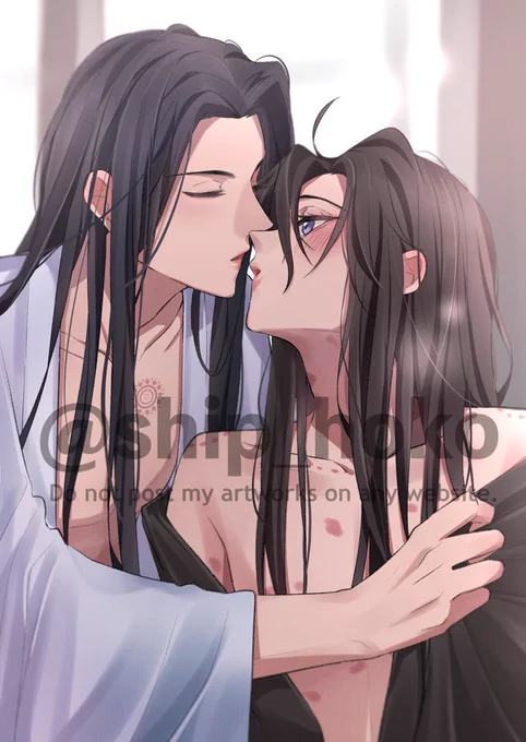 キスしてる忘羨、意外と描いてた!!再掲 #mdsz #魔道祖師 #忘羡