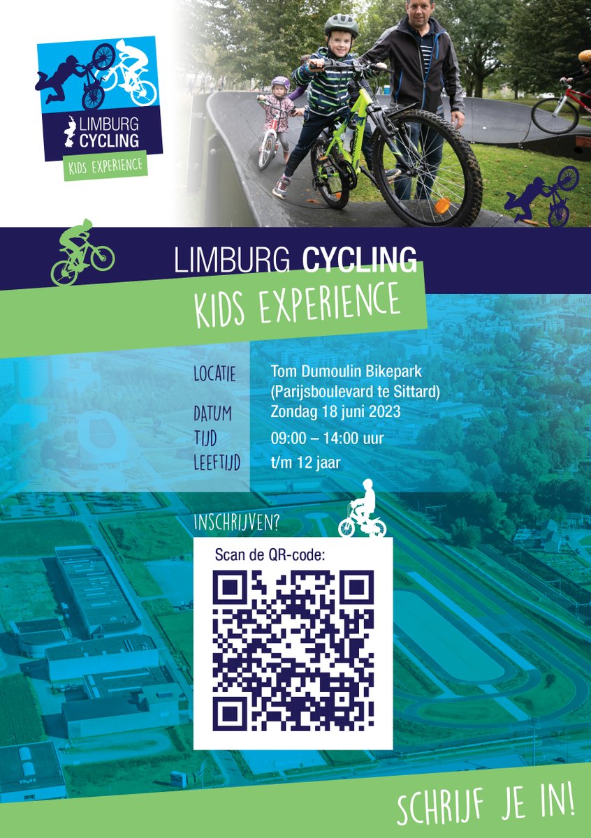 😍Nieuw: Limburg Cycling Kids Experience Vlak voor het @NK_wielrennen willen we kinderen inspireren en volop kennis laten maken met de wielersport! 🗓️Zondag 18 juni 2023 📌Tom Dumoulin Bike Park 💰 GRATIS ⏰9:00 – 14:00 uur 🚴‍♂️t/m 12 jaar ✍️ bit.ly/3mGr8Zu RT = 🙏