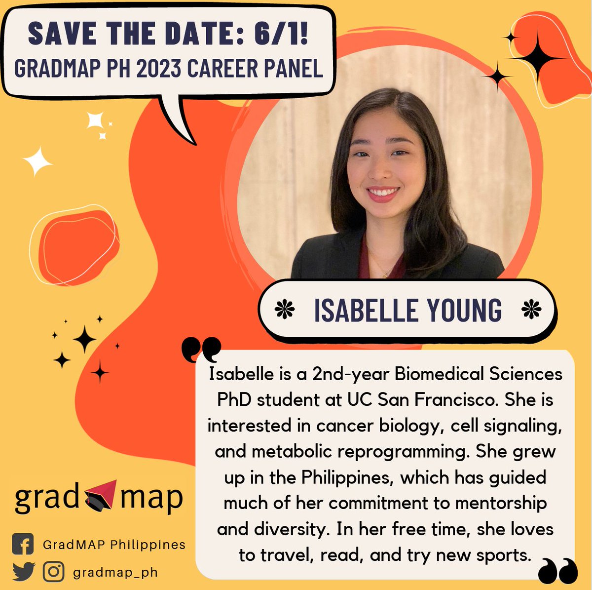 gradmap_ph's tweet image. Isabelle Young  is a UC biologist who stands for diversity in science 🫡
Don’t miss the chance to ask them and the rest of our panel about their life and career in STEM at our #GradMAPCareerPanel2023 
Sign up now! 📍bit.ly/gradMAPcareer #sciencePH #career #mentorship