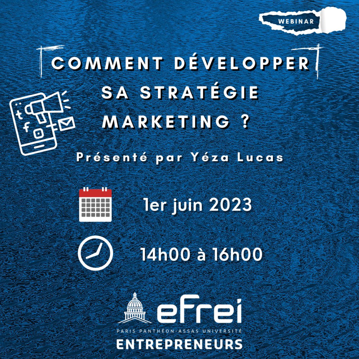 [Webinar]

Venez assister au webinar "comment développer sa stratégie marketing? " 🎯
Yéza Lucas,elle aide les entrepreneurs à attirer un flux de clients réguliers sans démarcher grâce à leur personnalité et à leur histoire.🚀

Inscris-toi sur ce lien: 👇 
eventbrite.fr/e/billets-deve…
