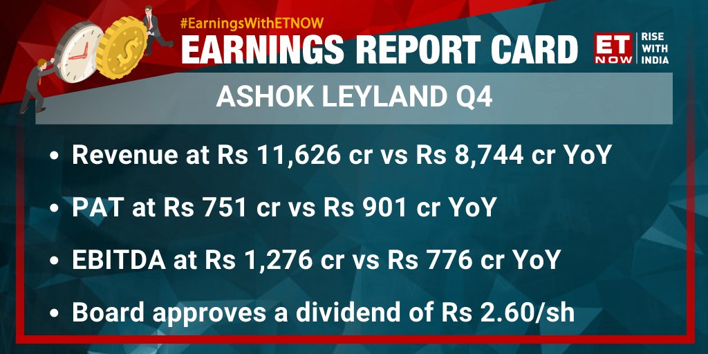Earnings With ET NOW | Ashok Leyland Q4FY23 result out; take a look👇

#AshokLeyland @ALIndiaOfficial  #StockMarket