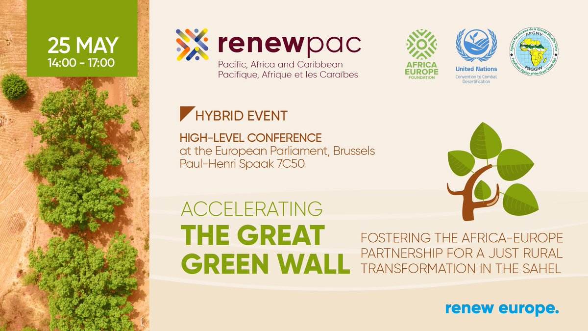 Looking forward to this HL Conference to serve as a milestone to take the #GreatGreenWall initiative to a strategic level in the #AUEUPartnership, and to keep it high on the #EU agenda in view of upcoming elections & programming

Register ☞ shorturl.at/biksB