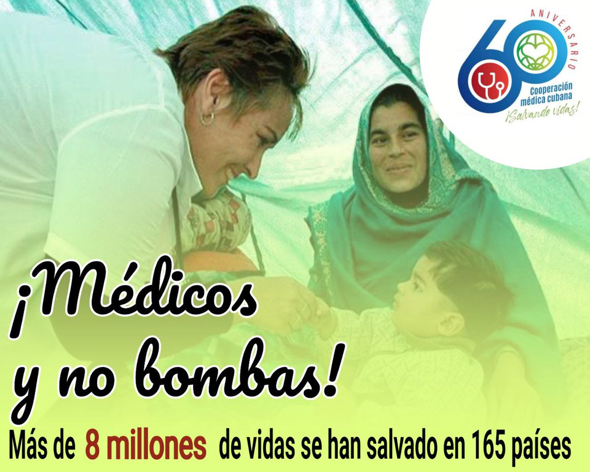 Buenos días, hoy es un día especial 🌹. Hoy se cumplen 60 años desde que nuestra patria comenzó a mandar Médicos en solidaridad por el mundo. La primera misión de colaboración médica a Argelia. #Cuba manda Médicos, dónde otros mandan bombas. #60AñosSalvandoVidas