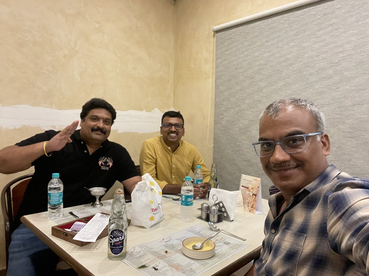 With our @dir_kiran & @SivaPYanala 🤗finished lunch & #Vimanam Telugu version “security check (censor)” 💪🕺 waiting for boarding on 9th June ✈️
