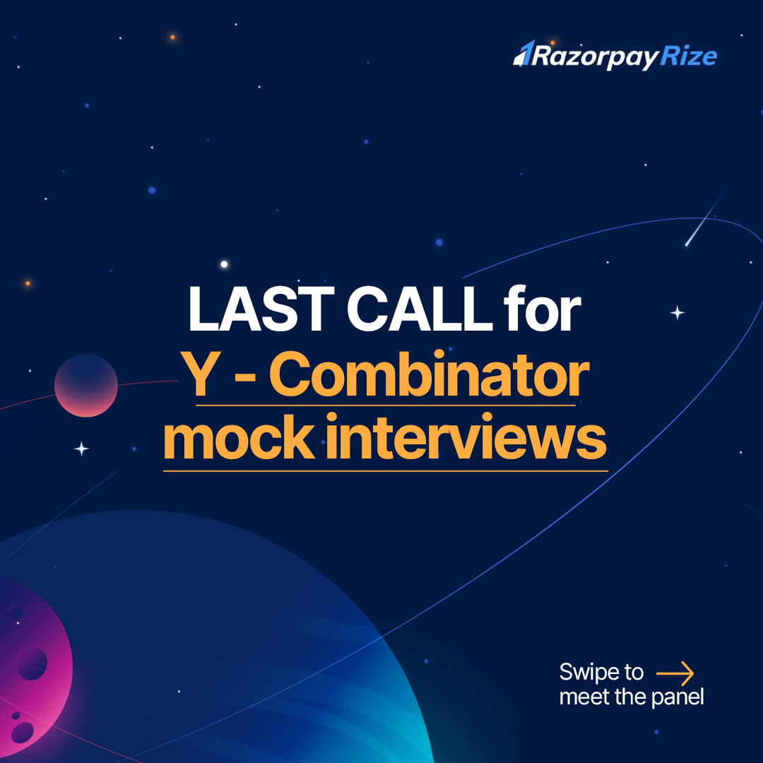 Razorpay's tweet photo. Time is ticking! 🕝
Don’t miss out on our mock interviews with industry experts at Razorpay Rize.

Sign up today &amp; soar through your YC journey 🚀
https://t.co/JGf9sRYOTm… 

#RazorpayRizeForYC https://t.co/Hl81AFborC