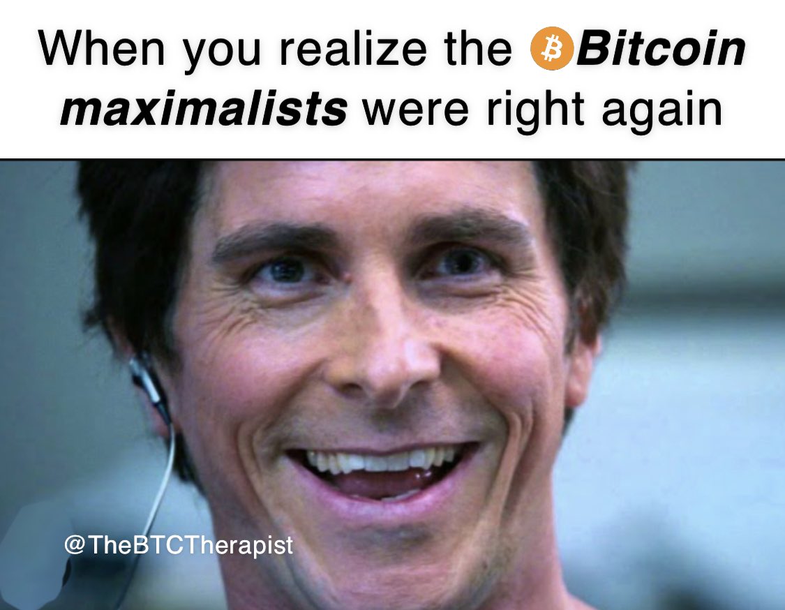 TheBTCTherapist's tweet photo. Bitcoiners are always right. #BTC https://t.co/pZl2eEHI2j