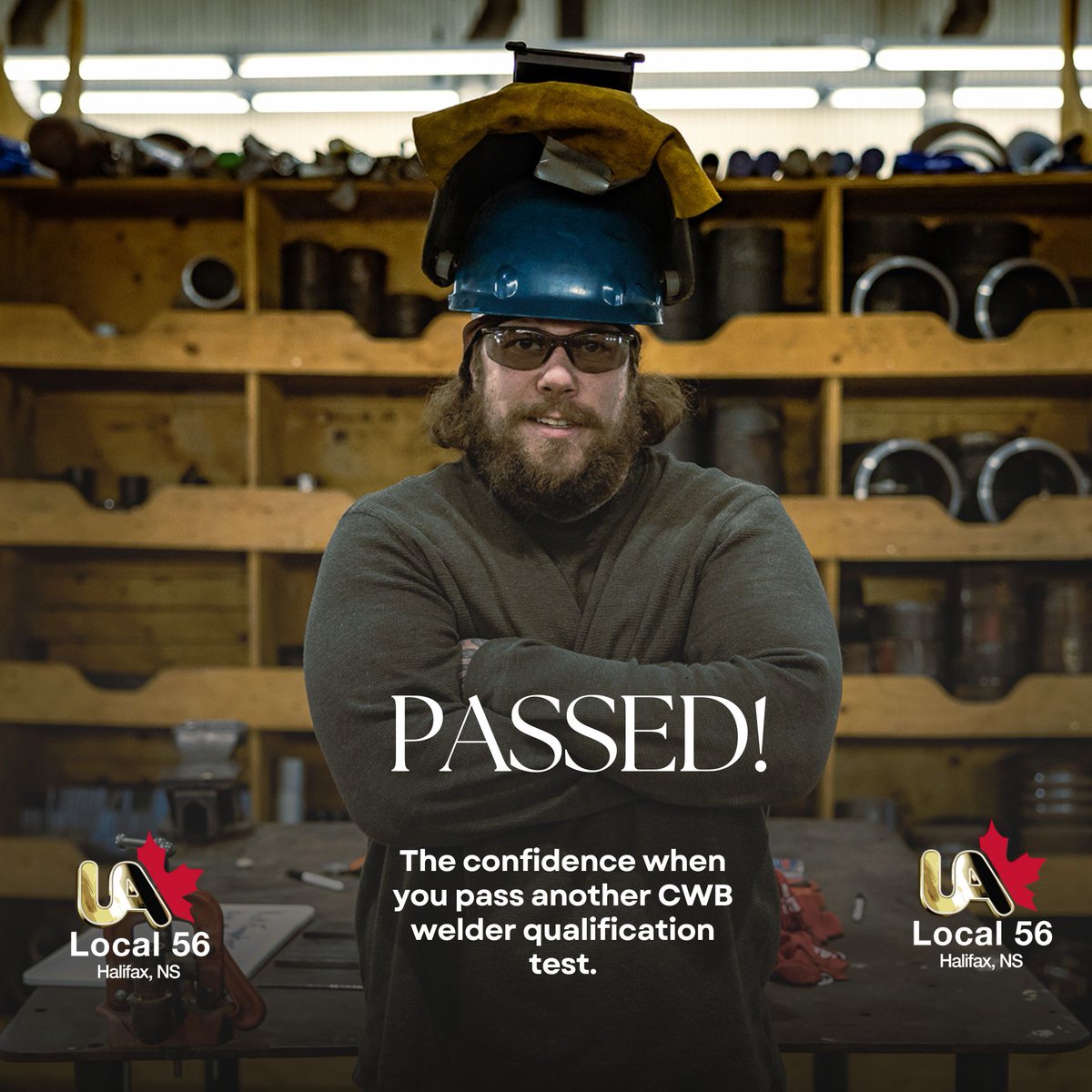 UALOCAL56NS's tweet photo. We offer the opportunity for confidence.  The confidence you know when you pass another CWB welder qualification test. Making money and having great benefits is always a plus but finishing your workday with the confidence of knowing you did a job properly and correct is amazing. https://t.co/g2oy733Wp3