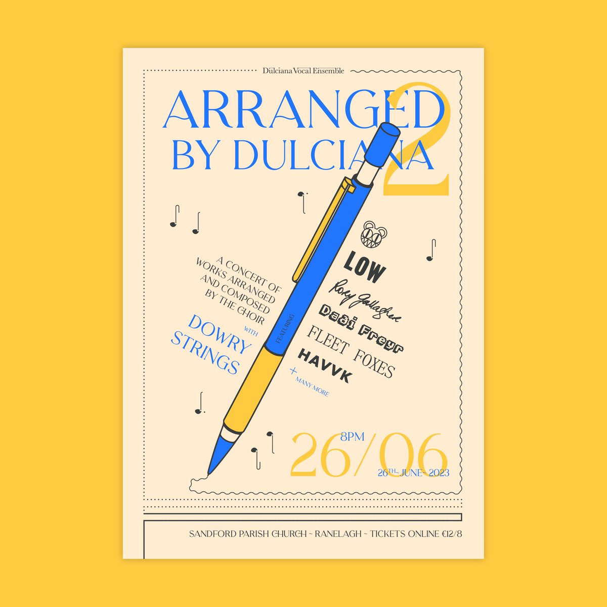 Dulciana presents: Arranged By 2 ✨ 

We’re back with another concert of pieces all arranged or composed by members of the choir plus we’ll be joined by the amazing Dowry Strings! It’ll be a special one so don’t miss out ⭐️ tickets here eventbrite.ie/e/arranged-by-…