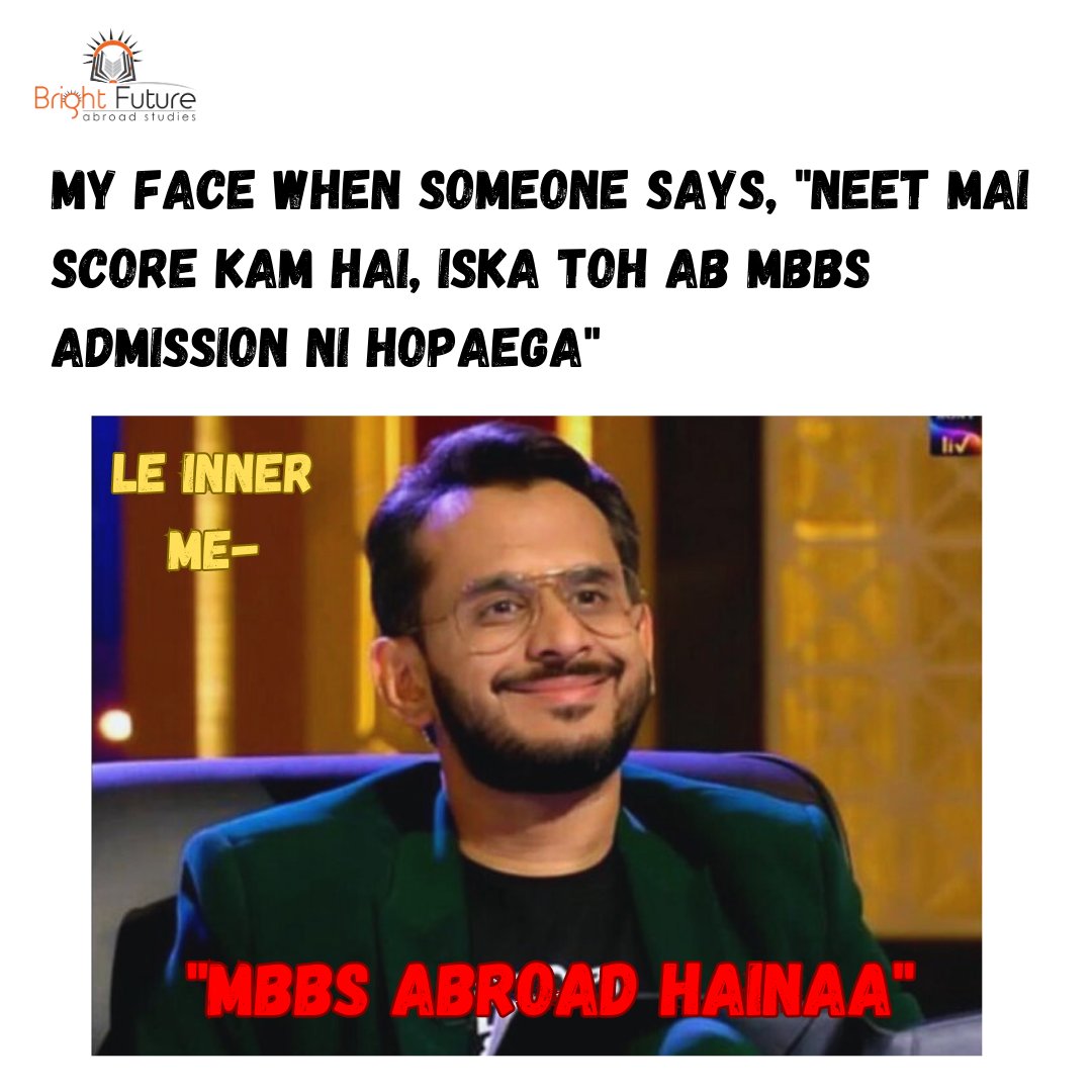 Don't Let Someone & Your Low Neet Score Stop Your Dream of Becoming a Doctor.
Take MBBS Abroad Admission and Fulfill your Dream.

#mbbsstudyabroad #neetscore #sharktank #UPSC #studyabroadconsultants #mbbscollege #doctordream #neetmemes #mbbsabroad2023 #mbbscounselling
