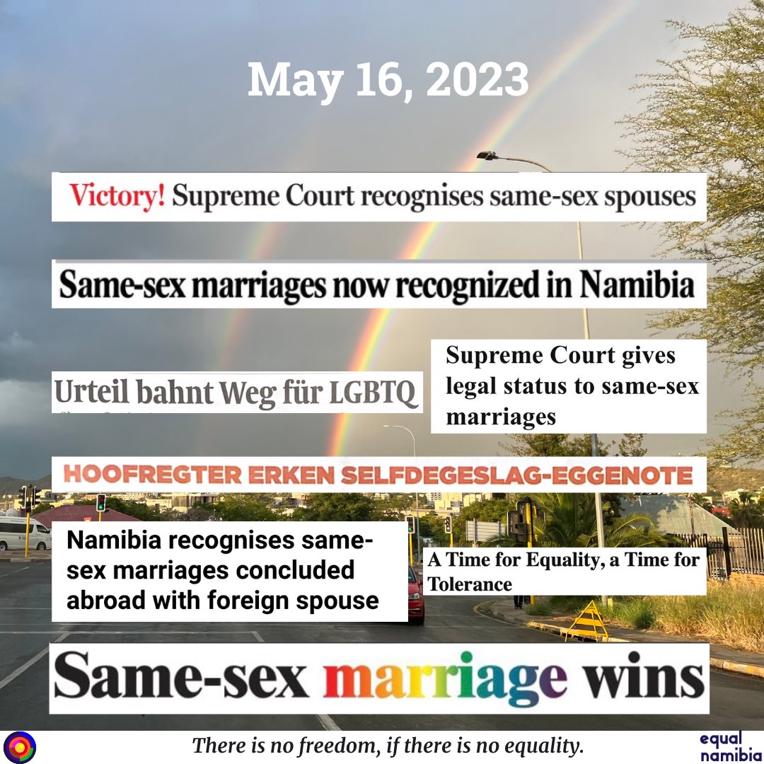 🏳️‍🌈EQUALITY IS ON THE HORIZON🏳️‍🌈
It’s been one week since the Supreme Court of Namibia ruled that same-sex marriages concluded abroad should be recognized in Namibia. What a time to be alive! #WeAreQueerAndWeAreHere