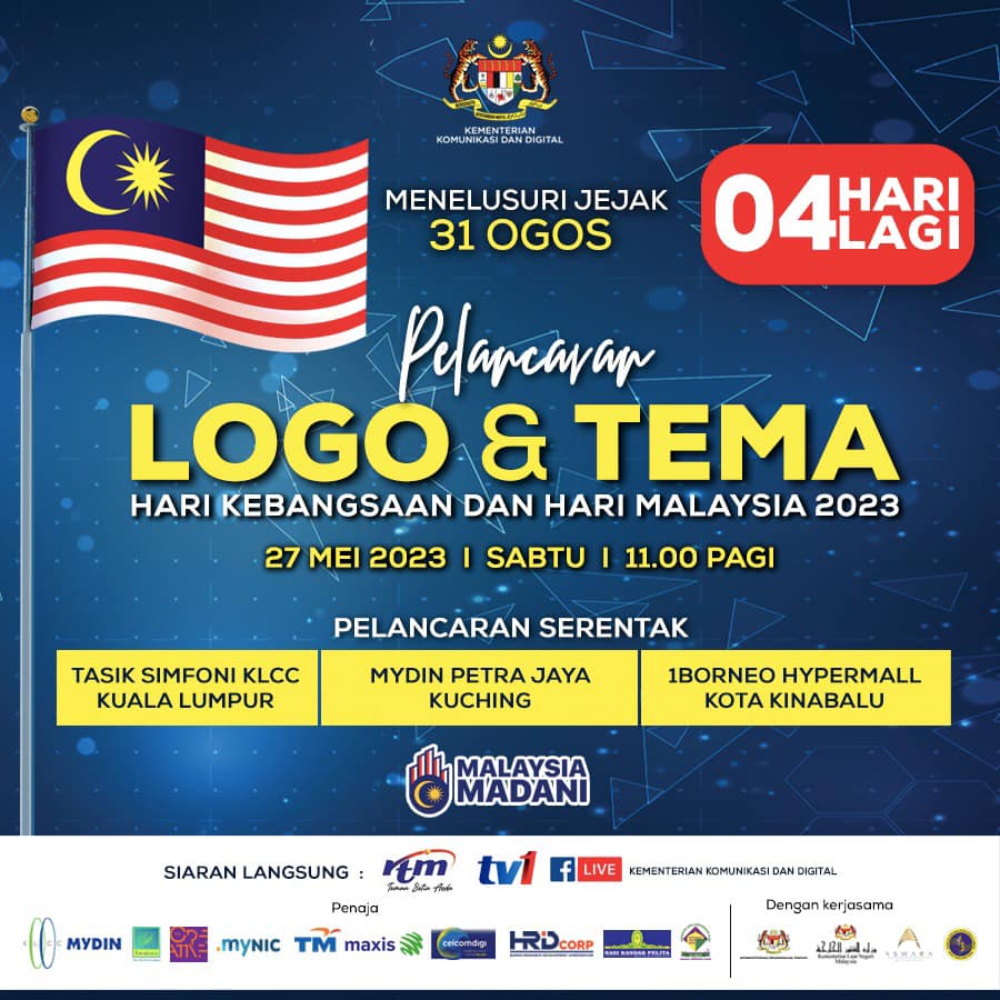 bernamadotcom's tweet photo. Simultaneous launch of National Day and Malaysia Day logo, theme on May 27

https://t.co/nvfx5Rrn4d

#HariKebangsaan #HariMalaysia #MalaysiaMADANI #HKHM2023 #Malaysia https://t.co/kCJ5sSDdBv
