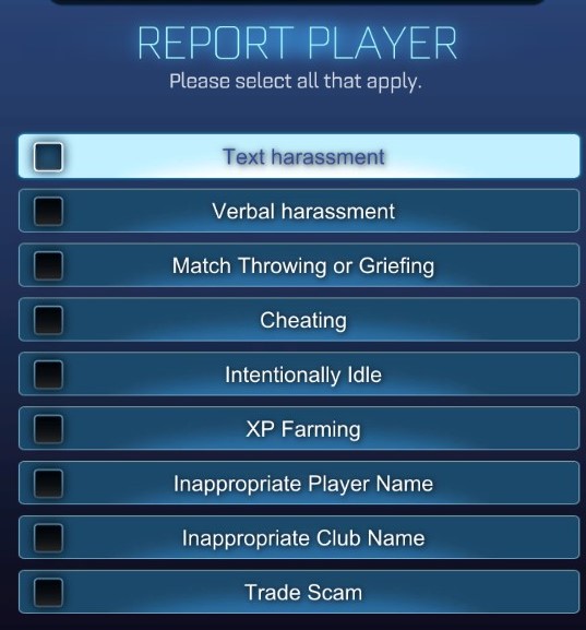 Metallicats33's tweet photo. @RocketLeague @PsyonixStudios 
Look at all these negative things we can report... maybe next update or (2) you can add some "positive reporting"???? just a #thought #ideas #positive Might just be me IDK... https://t.co/DcJknKPpB5