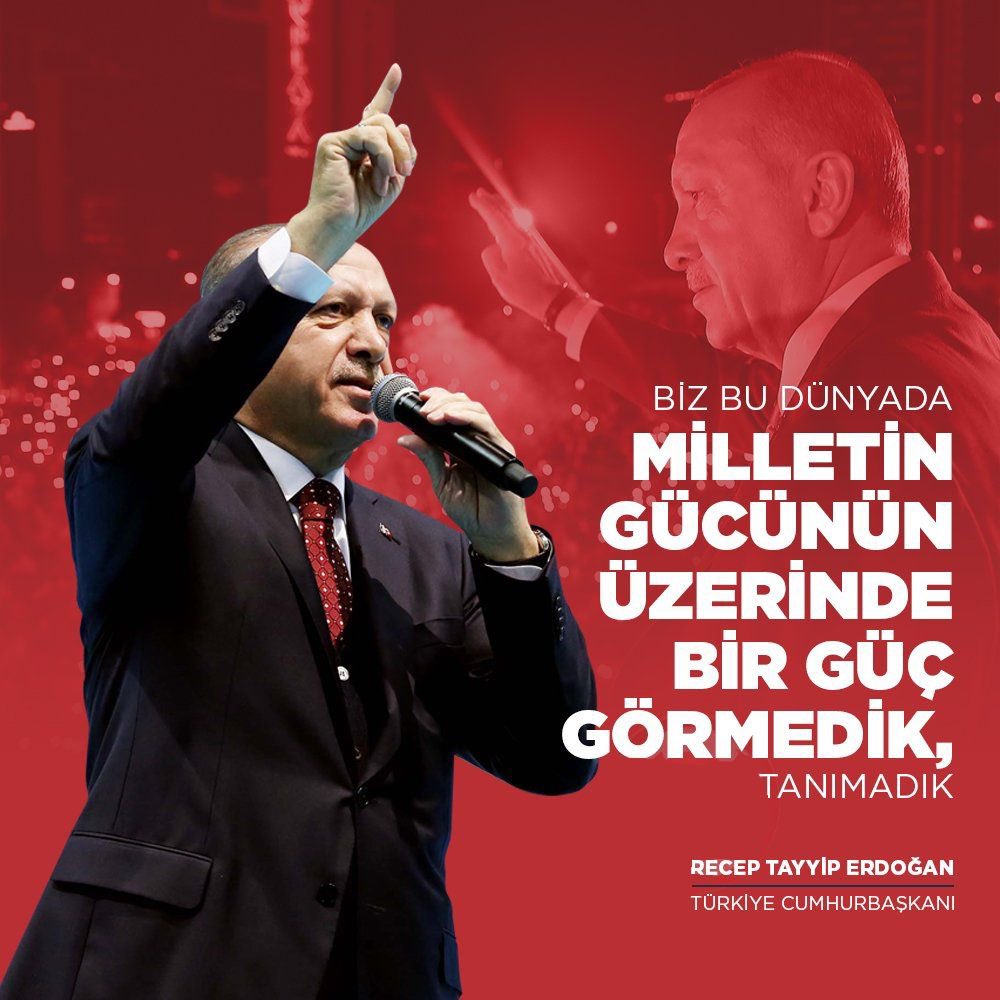 Cumhurbaşkanı Recep Tayyip Erdoğan:

'Biz bu dünyada milletin gücünün üzerinde bir güç görmedik, tanımadık.'

Biz senin milletine olan inancına #Şahidiz

@HHK34HHK 
@hamzakcc 
@hasanlal28 
@Sosyalbela06 
@Kentli1212 
@1yhy11 
@gmz_ibrahim 
@kocarei56886505 
@34krnc_krrnc