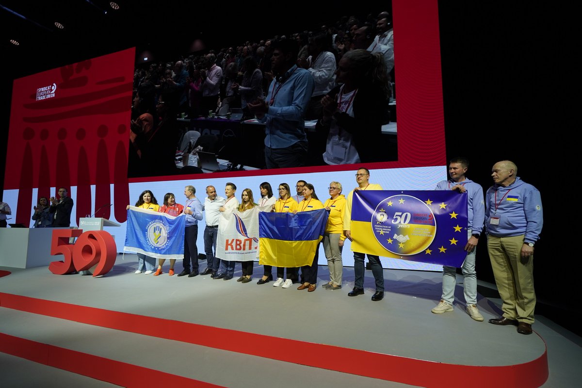 #ETUC50 All together standing in full solidarity with our 🇺🇦 friends and colleagues ✊