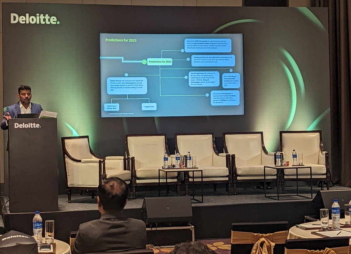 DeloitteIndia's tweet photo. #WinningWithCyber roundtable | Building on your organisation’s value proposition by making the right cyber investments
The discussions focussed on the importance of proactive quantification of #CyberRisk and being prepared for ransomware attacks.
#NowToNext #RiskAdvisory https://t.co/SlOAfCjCfn
