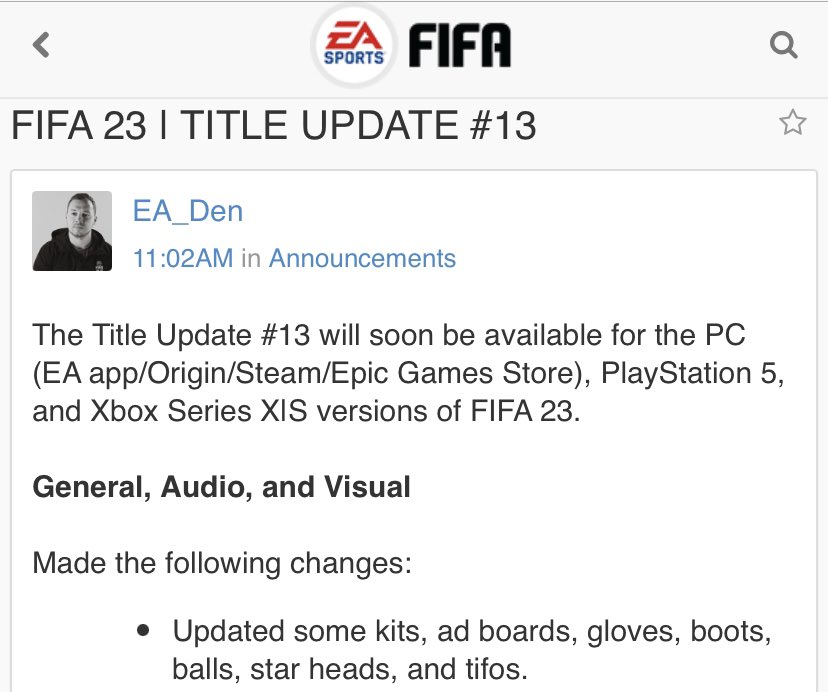 EA FC Faces on X: Fifa 23 Title Update dropping soon   / X