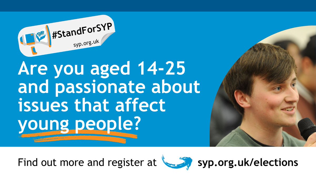 Could you represent young people in our community and help them have their voice heard? 📣

Now is your chance!! Apply now at: syp.org.uk/elections

Or, come along to one of our information sessions to find out more: forms.office.com/e/qfvC0xkmNY