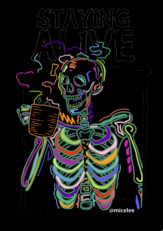 I am addicted to coffee. That scent is deadly, but addicting!
And like that, coffee is no different from poison. Right!?
#micestation #drawing #digitalart  #painting #drawingoftheday #artwork #illustration #clipstudiopaint #funnyskeleton #skeletonart #stayingalive #addictedcoffee