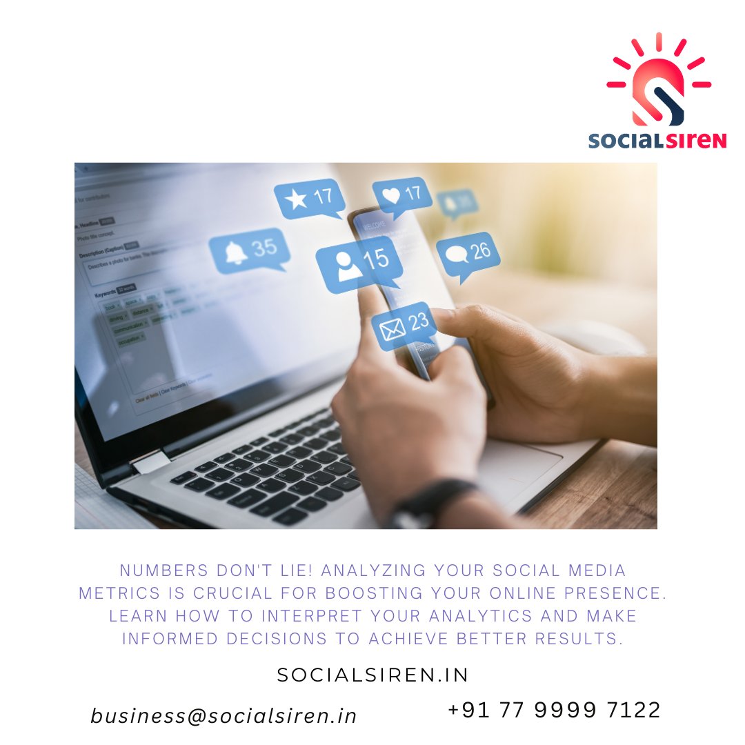 Numbers don't lie! Analyzing your social media metrics is crucial for boosting your online presence.

@SocialMediaExperts @DigitalMarketingGuru

#SocialSiren #SocialMediaMarketing #Branding #DigitalPresence #BoostYourBrand #DigitalMarketing #WebDesign #GraphicDesign