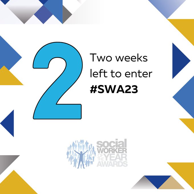 Social Work Awards
Entries for this year`s awards close in just TWO WEEKS! To nominate a social worker, team, or organisation, visit socialworkawards.com #SWA23
