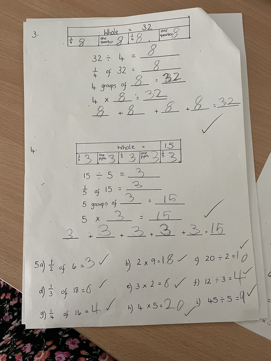 Continuing on from yesterday, P3/4 were using their knowledge and skills in multiplying, dividing , grouping and sharing and finding fractions of amounts.