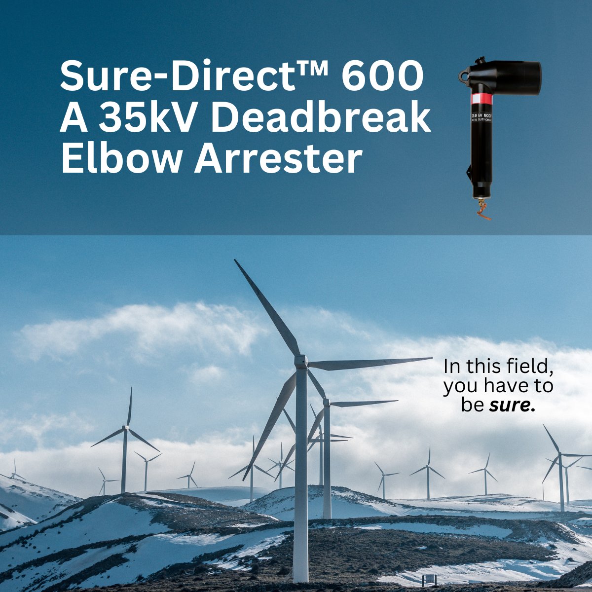 Meet Sure-Direct™, our new 600 A 35kV Deadbreak Elbow Arrester. This elbow arrester for deadbreak bushings replaces 3 products with one - eliminating the need for a deadbreak bushing extender, reducing tap plug, and 200 A elbow arrester. Find out more.: hubs.ly/Q01Q2Krg0
