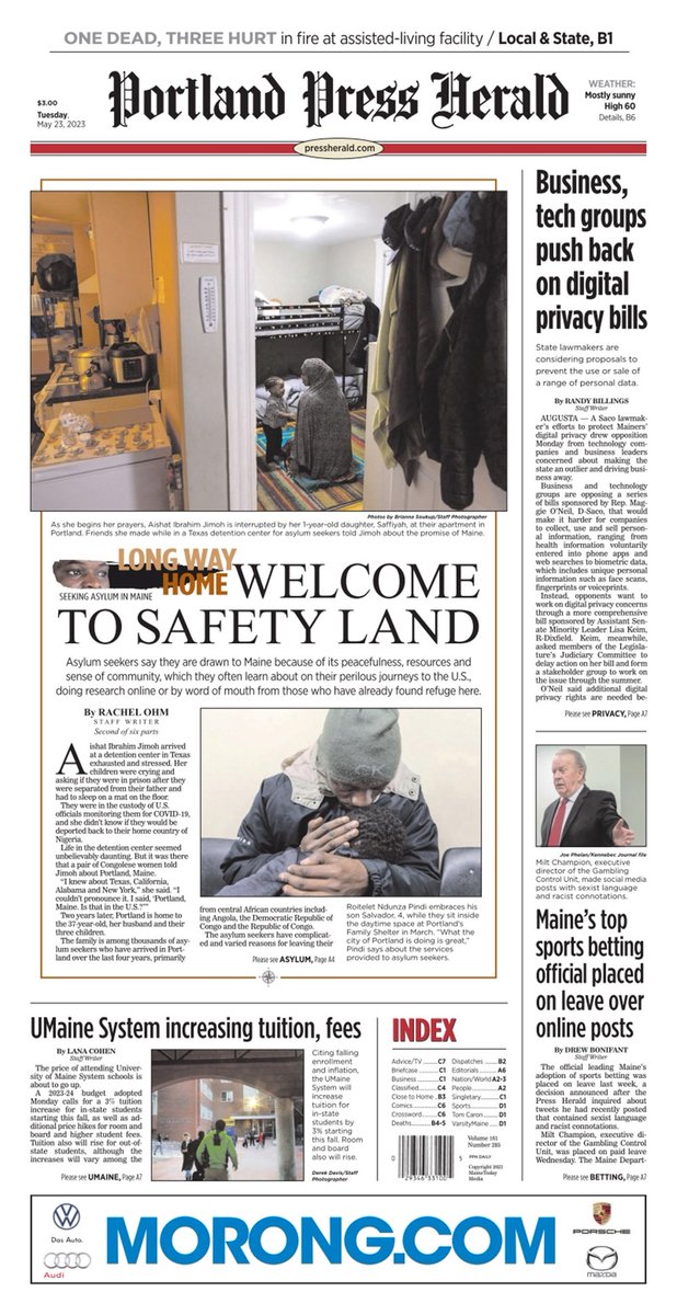 Portland Press Herald 🦞 on Twitter: "Today's Press Herald front page ...