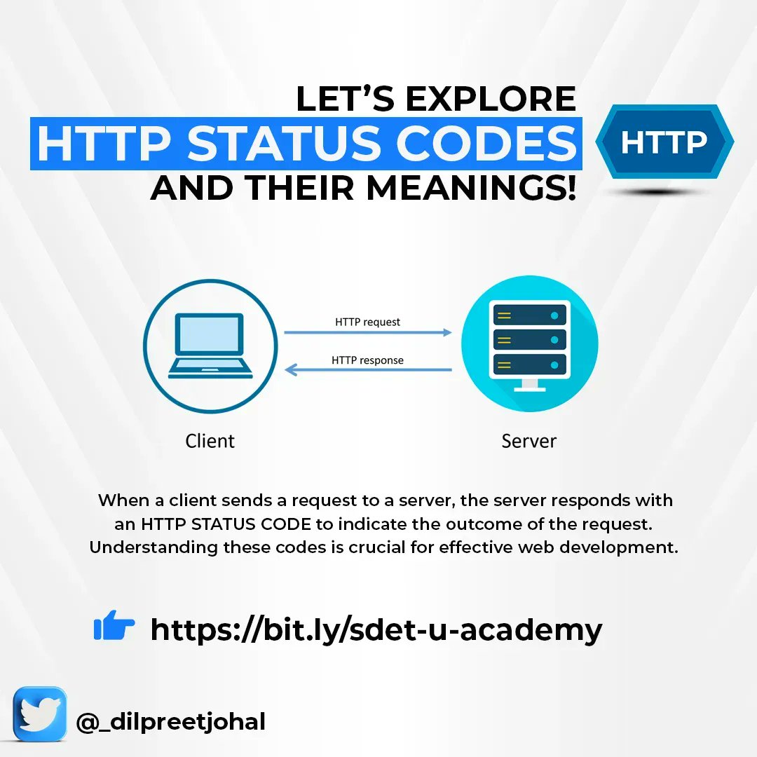 _dilpreetjohal's tweet image. 🚀 Let&apos;s learn about HTTP status codes! They&apos;re the server&apos;s reply to a client&apos;s request. Let&apos;s go! 

#HTTP #StatusCodes #webdevelopment