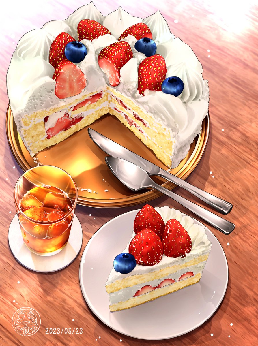 「ホールケーキ と ショートケーキ 447」|邑楽野 粉達摩のイラスト